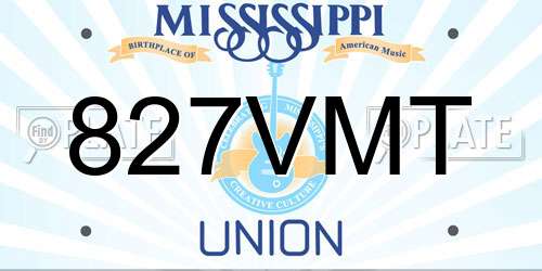 827VMT Mississippi License Plate