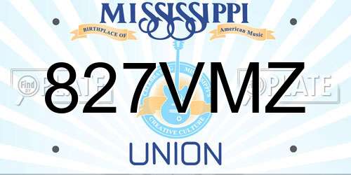 827VMZ Mississippi License Plate
