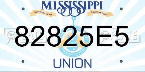 82825E5 Mississippi License Plate