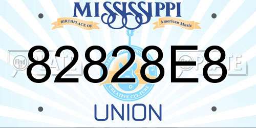 82828E8 Mississippi License Plate