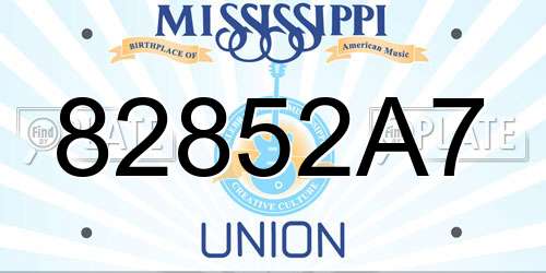 82852A7 Mississippi License Plate
