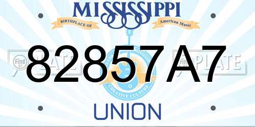 82857A7 Mississippi License Plate