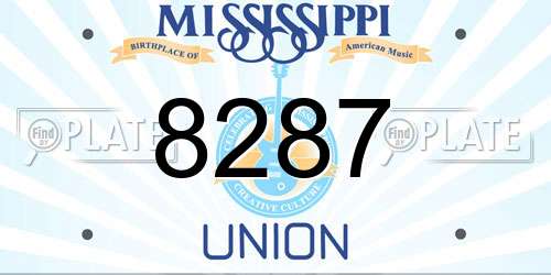 8287 Mississippi License Plate