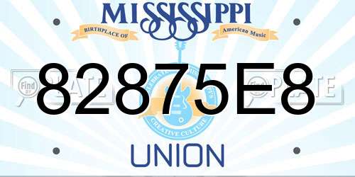 82875E8 Mississippi License Plate