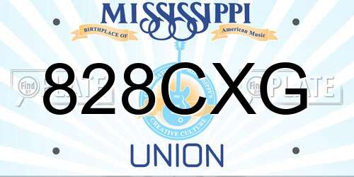 828CXG Mississippi License Plate