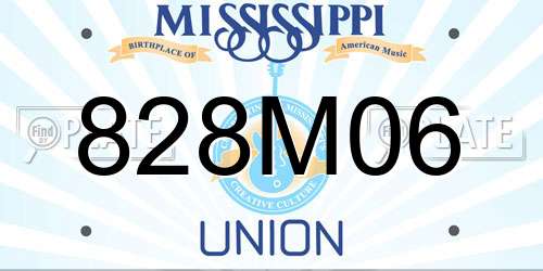 828M06 Mississippi License Plate