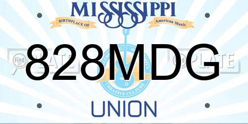 828MDG Mississippi License Plate