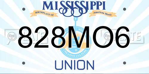 828MO6 Mississippi License Plate
