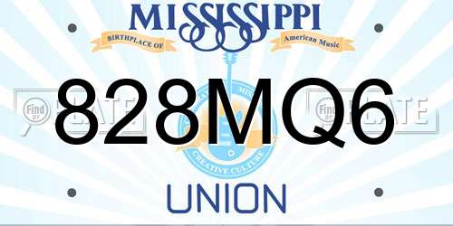 828MQ6 Mississippi License Plate
