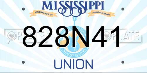 828N41 Mississippi License Plate