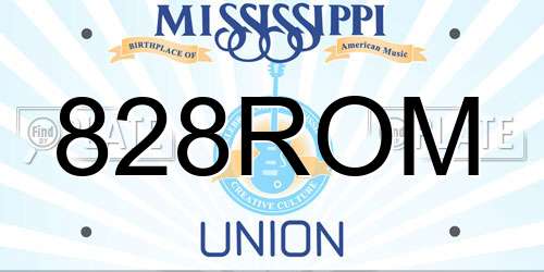 828ROM Mississippi License Plate