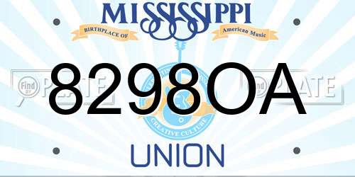 8298OA Mississippi License Plate