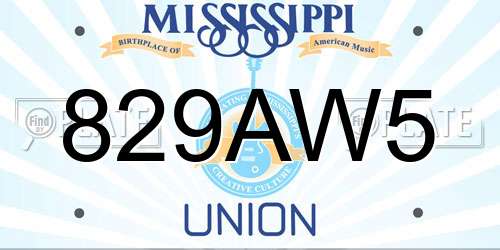 829AW5 Mississippi License Plate