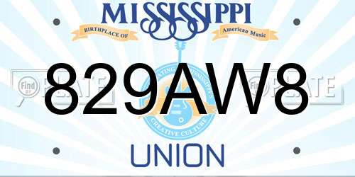 829AW8 Mississippi License Plate