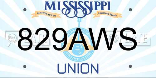 829AWS Mississippi License Plate