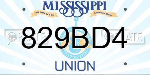 829BD4 Mississippi License Plate