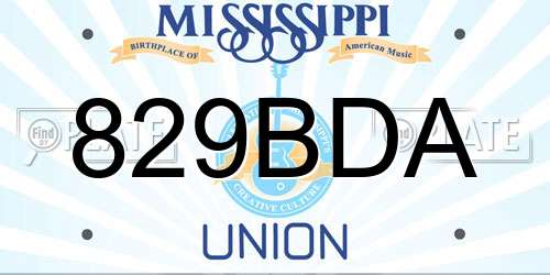 829BDA Mississippi License Plate