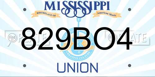 829BO4 Mississippi License Plate