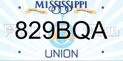 829BQA Mississippi License Plate