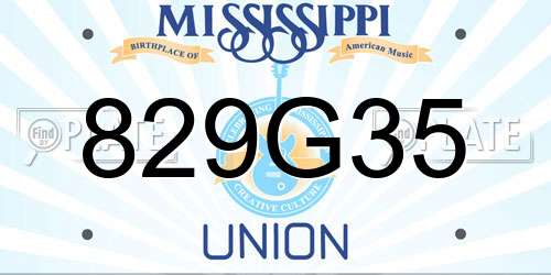 829G35 Mississippi License Plate