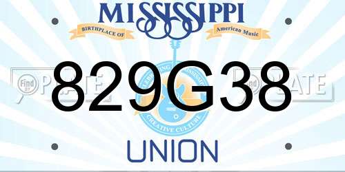 829G38 Mississippi License Plate