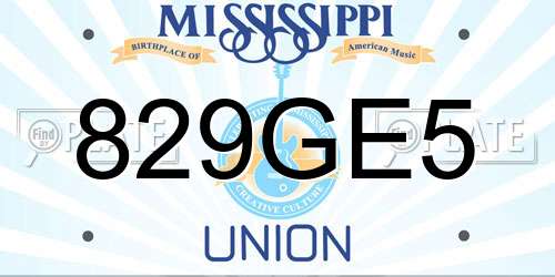 829GE5 Mississippi License Plate