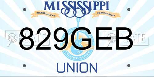 829GEB Mississippi License Plate