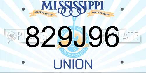 829J96 Mississippi License Plate