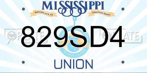 829SD4 Mississippi License Plate
