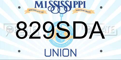 829SDA Mississippi License Plate