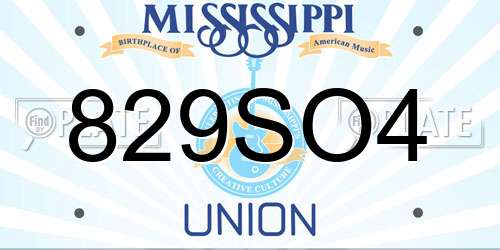 829SO4 Mississippi License Plate