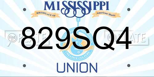 829SQ4 Mississippi License Plate