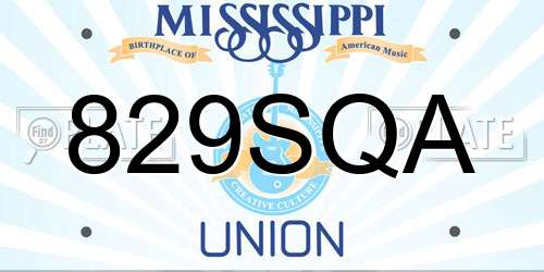 829SQA Mississippi License Plate