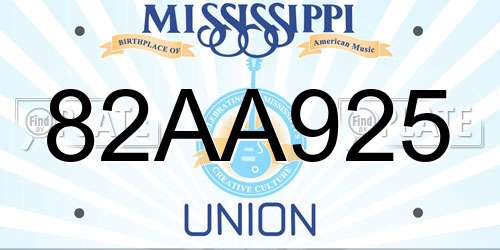 82AA925 Mississippi License Plate