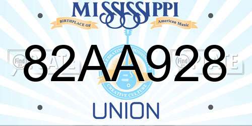 82AA928 Mississippi License Plate