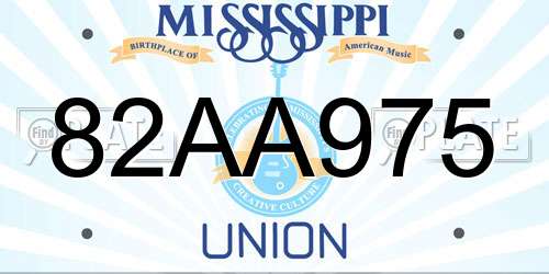 82AA975 Mississippi License Plate