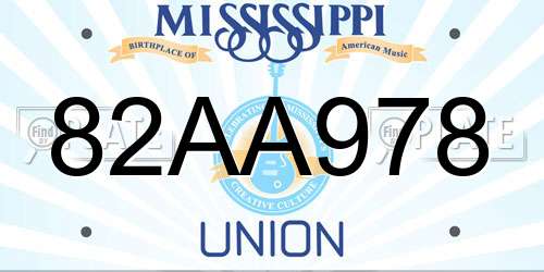 82AA978 Mississippi License Plate