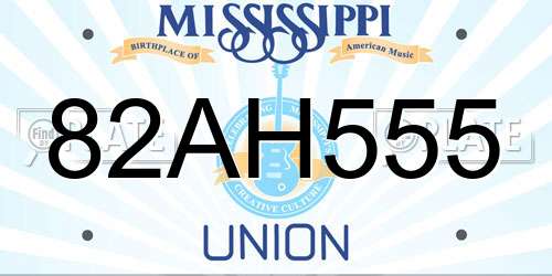 82AH555 Mississippi License Plate