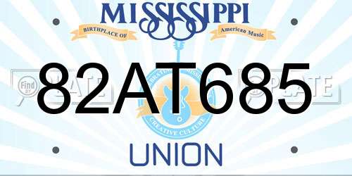 82AT685 Mississippi License Plate