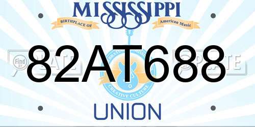 82AT688 Mississippi License Plate