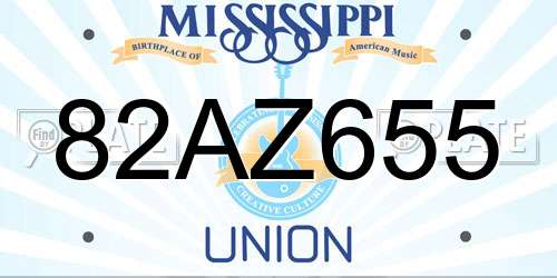 82AZ655 Mississippi License Plate