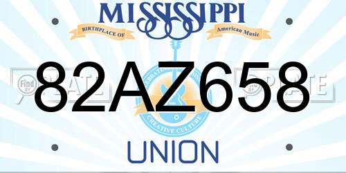 82AZ658 Mississippi License Plate