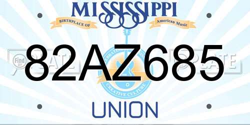 82AZ685 Mississippi License Plate