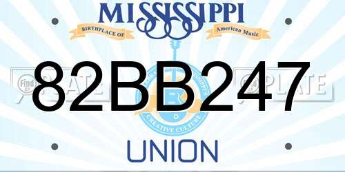 82BB247 Mississippi License Plate