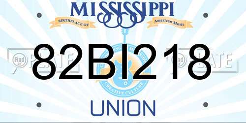 82BI218 Mississippi License Plate