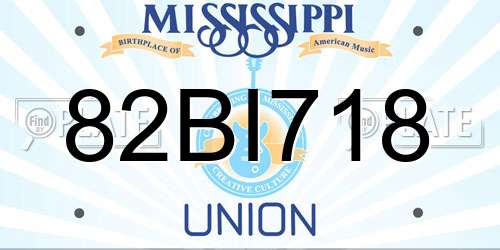82BI718 Mississippi License Plate