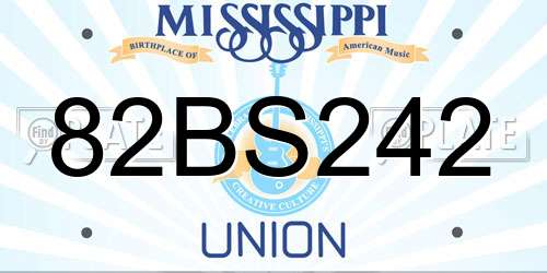 82BS242 Mississippi License Plate