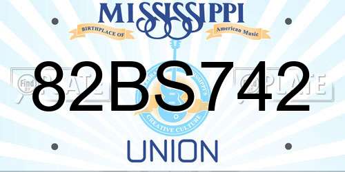 82BS742 Mississippi License Plate