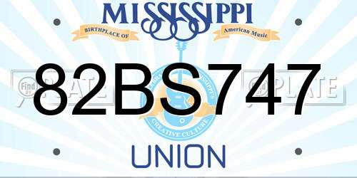 82BS747 Mississippi License Plate