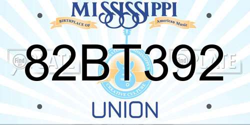 82BT392 Mississippi License Plate